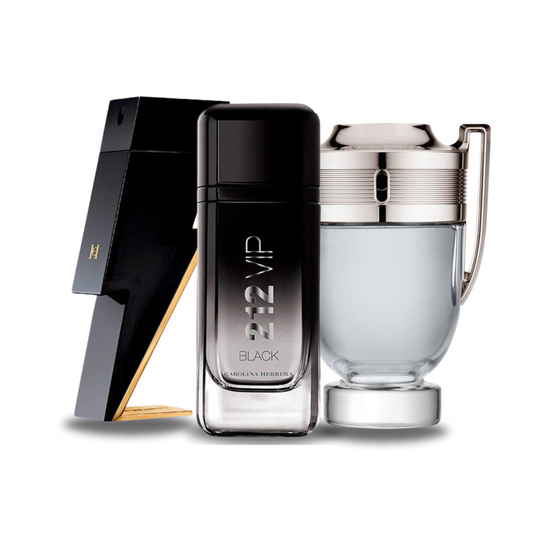 Box of 3 Fragrances: BAD BOY, 212 VIP BLACK, and Paco Rabanne INVICTUS (Eau de Parfum)