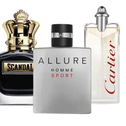 Box of 3 Fragrances: Allure Homme Sport, Jean Paul Gaultier Scandal, and Cartier Declaration - 100 ml